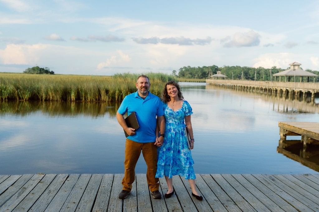 Anna and Bryan Cirlot on a Gulf Coast dock